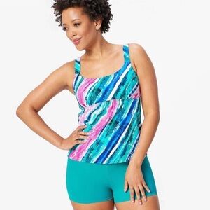Swimsuits for all NEW Rainbow Stripe Tankini Set Size 16